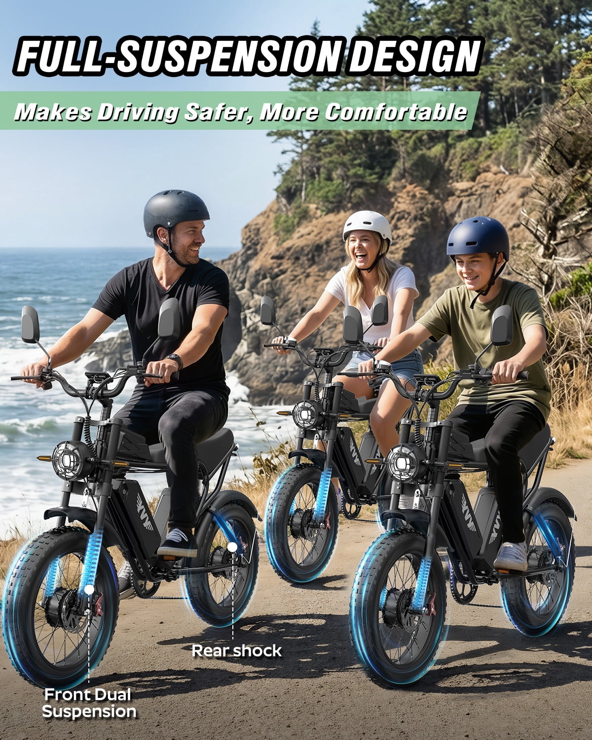 BopzinElectric Bike for Adults 3000W, 52V 40Ah, 90-120 Miles, 20'' Fat Tire Ebike , UL2849