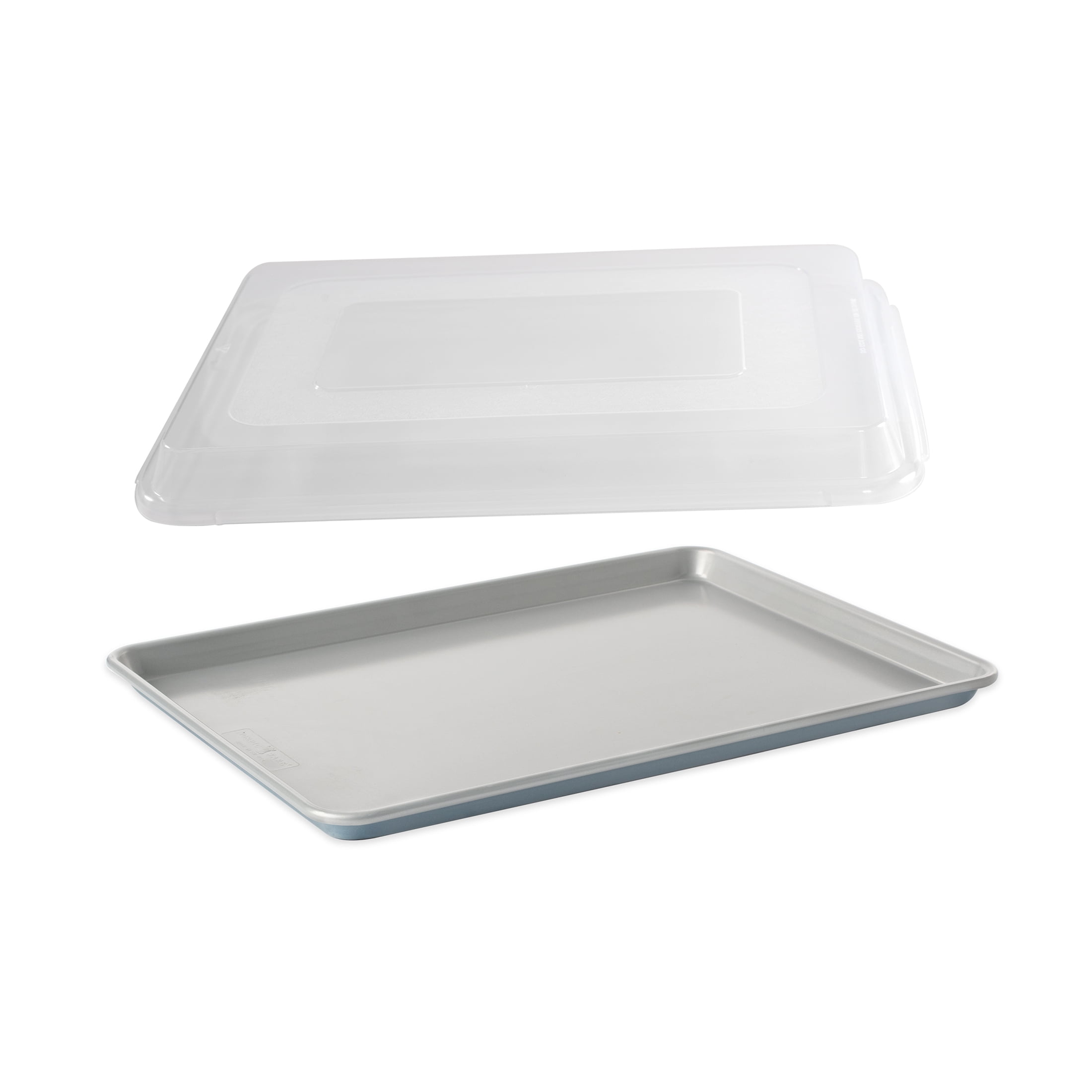 2pc Nordic Ware Nonstick Aluminum Brilliant Bakeware Half Sheet Pan with Lid, Silver and Blue