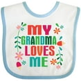 thumbnail image 3 of Inktastic My Grandma Loves Me Girls Girls Baby Bib, 3 of 4