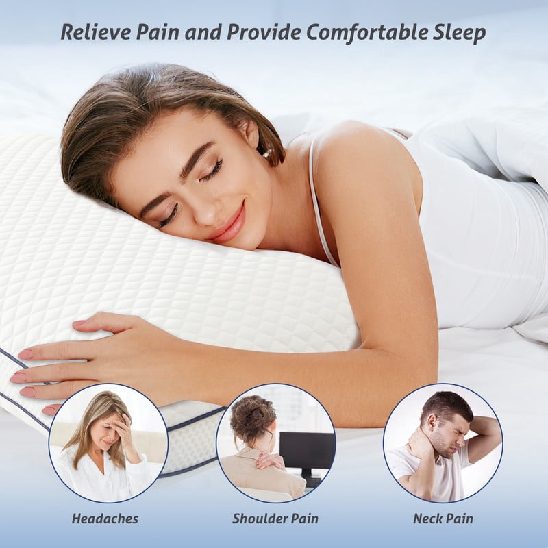 JUSTLET Memory Foam Pillows Set of 2 with Scent，Cooling Pillows for Back，Side，Stomach Sleepers，Removable and Washable Cover，Neck & Shoulder Support，27.56x15.75x3.94 Inch