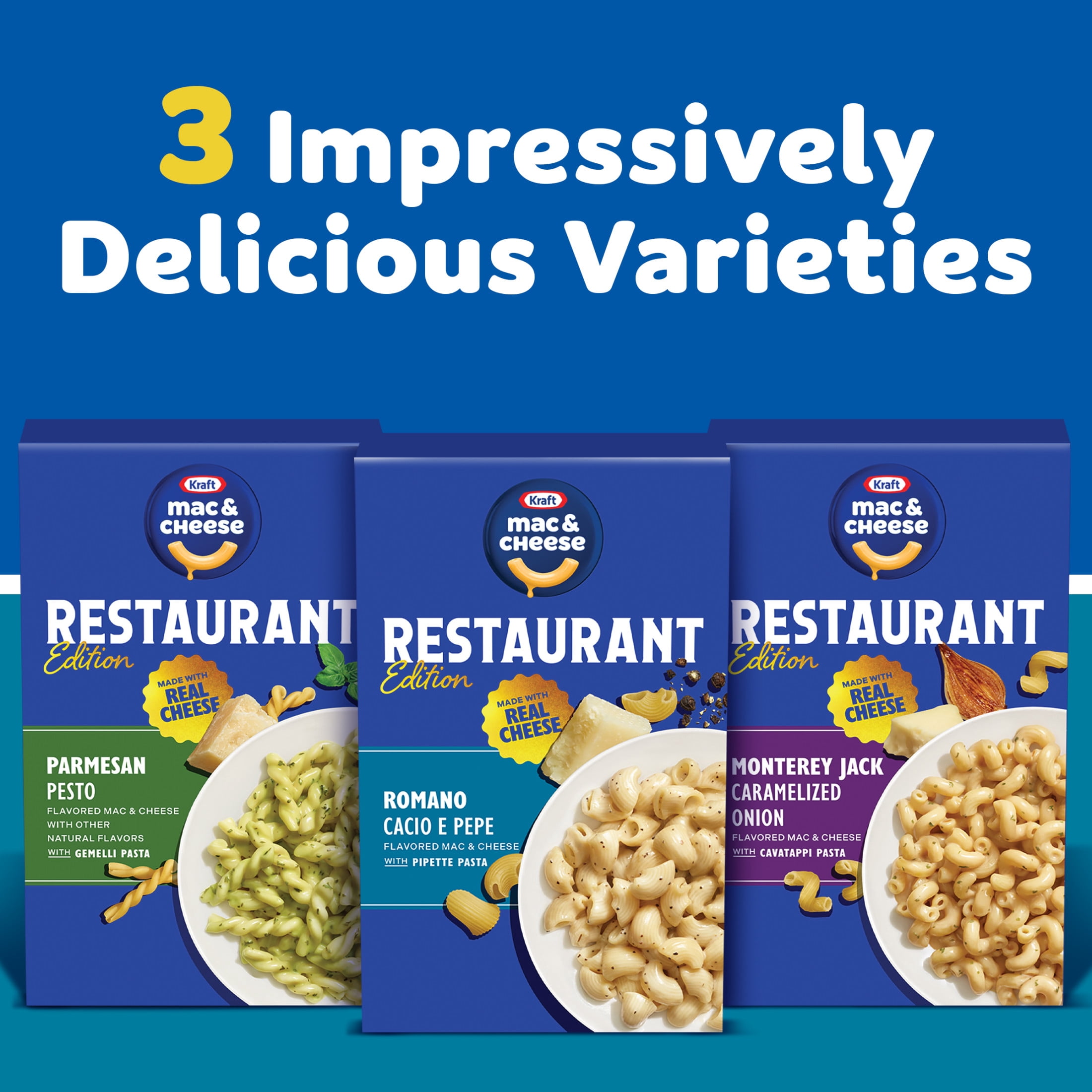 Kraft Mac and Cheese Restaurant Edition Macaroni and Cheese, 1 Box, for Easy Mealtime Solutions, Romano Cacio e Pepe Flavored, Made with Real Cheese, 9.5 oz