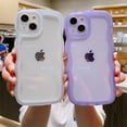 thumbnail image 3 of Compatible with iPhone 15 Plus Case 6.7", Cute Kawaii Curly Wavy Matte Edge Clear Transparent Soft Silicone Shockproof Protective Phone Cover for Women (Purple), 3 of 11
