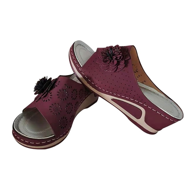 LSLJS Woman Fish Mouth Collection Leather Soft Footbed Orthopedic Arch-Support Sandals, Women's Slippers