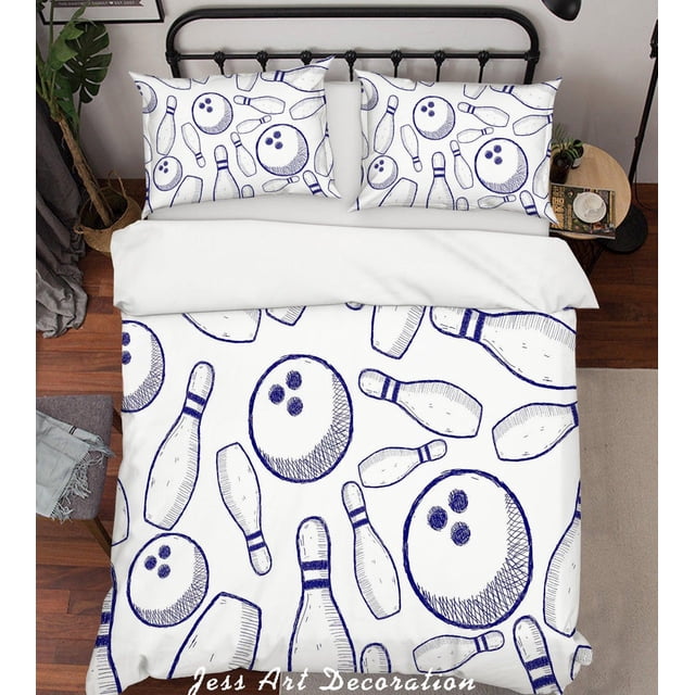 3D White Bowling Quilt Cover Set Bedding Set Pillowcases 18