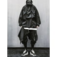 thumbnail image 4 of Niepce Inc Japanese Streetwear Black Men's Cargo Windbreaker Jacket, 4 of 8