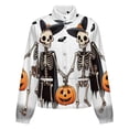 thumbnail image 5 of Jackets for Women Winter Coat Jackets Flannel Stand Collar Jacket(Halloween Skeletons with Pumpkin Basket,Size:S-4XL), 5 of 7