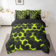 thumbnail image 2 of Manfei Geometric Honeycomb 7pcs Bedding Comforter Set,Modern Minimalism Geometric Queen Bedding Sets,Yellow Black Hexagon Queen Sheet Sets For Boy Teens,Ultra Soft Home Decor Reversible, 2 of 8
