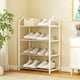 thumbnail image 4 of Shoe Rack Organizer | 4-Tier Metal Storage Shelf Polypropylene Steel | Entryway Closet Bedroom | Easy Assembly | Space Saving Shoe Stand | White or Pink | 20.47x7.48x1.57in | 1 Piece, 4 of 7