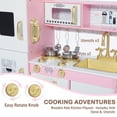 thumbnail image 4 of AILEEKISS Kids Play Kitchen Set, Wood Kitchen Playset for Toddler with Accessories, Gold Pink, 4 of 9