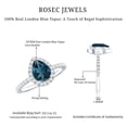 thumbnail image 5 of Rosec Jewels London Blue Topaz Teardrop Engagement Ring with Halo - Natural Blue Topaz Diamond Ring for Women, 925 Sterling Silver, US 4.00, 5 of 8