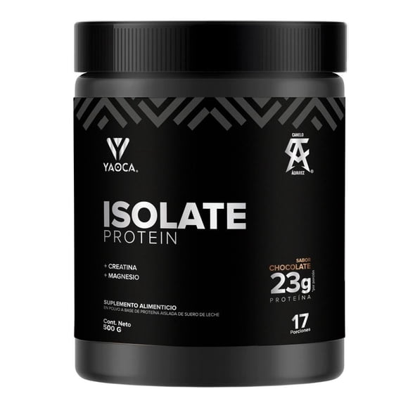 Suplemento alimenticio YAOCA proteína isolate polvo sabor chocolate 500 g
