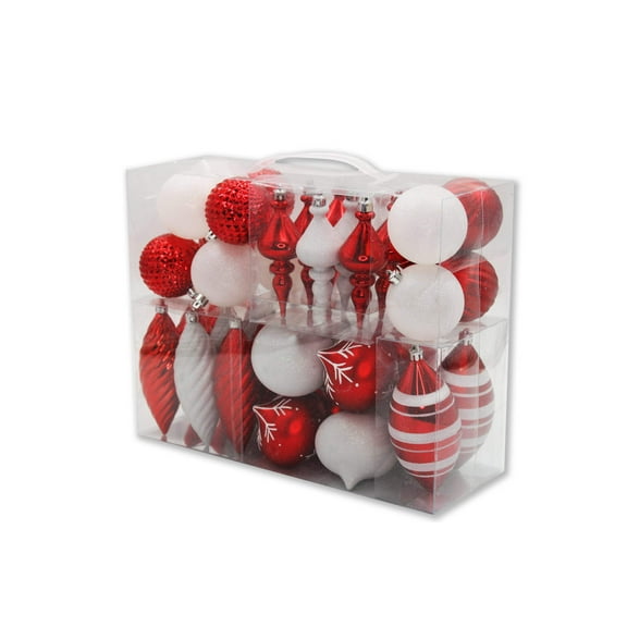 40 Pack Red and White Assorted Ornaments