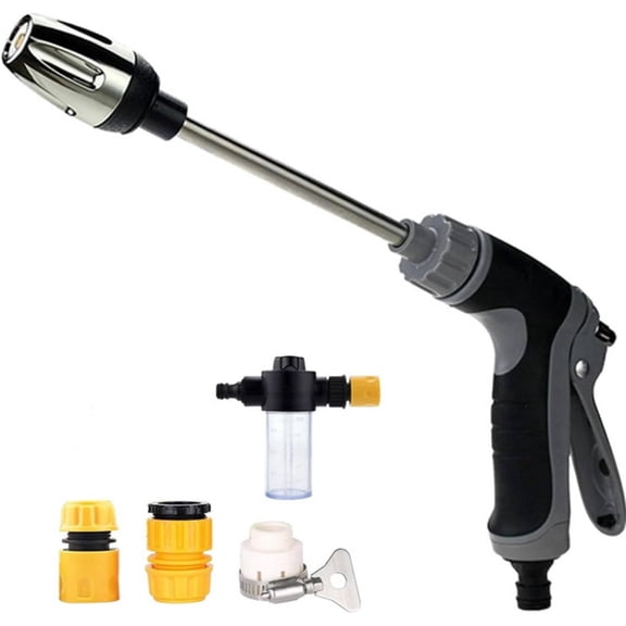 Aquoxis Pressure Washer Spray Attachment, 360° Rotating Stainless Steel Nozzle with Foam Pot, 3 Spray Patterns, Universal Fit for Most Brands