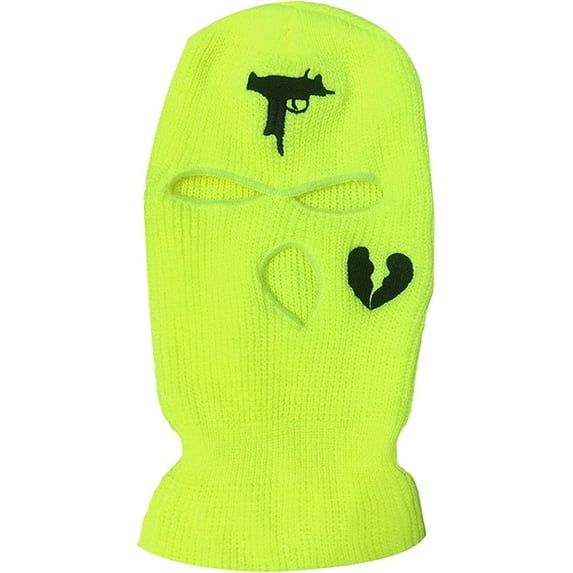 GRNSHTS 3-Hole Full Face Cover, Thermal Knit Ski Mask Winter Balaclava Cap for Outdoor Sports (Fluorescent Yellow)