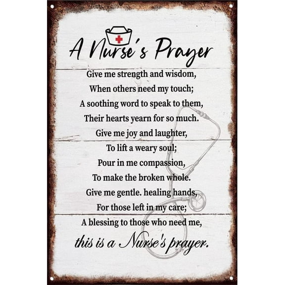 5.5x8 Inch CosrKee Tin Wall Art Nurse Gifts Decor, A Nurse's Prayer Inspirational Decor, Motivational Wall Art For Home Or Office Decor, Nurse Gift For Appreciation Practitioner Graduation School