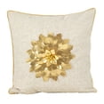 thumbnail image 1 of SARO LIFESTYLE Metallic Poinsettia Flower Design Holiday Poly Filled Throw Pillow, 18" x 18", Gold, 1 of 1