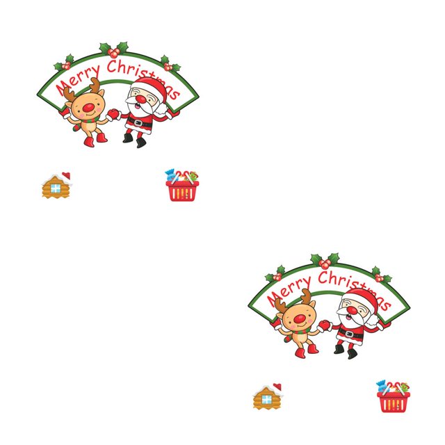 Shengyu PY2 Christmas Static Sticker Fridge Window PVC Decal Home Office Shop Self -adhesive Decoration, Long Hat Santa Clause curve 2Set