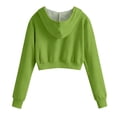 thumbnail image 6 of Zpanxa Girls Solid Color Cropped Pullover Hoodie Casual Short Length for Summer School Wear Green 9 Years, 6 of 8