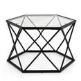 thumbnail image 5 of Costway Mesa de Café de Vidrio Geométrica, Mesa Central Hexagonal con Tapa de Vidrio Templado y Estructura de Metal, Mesa de Centro Moderna para Sala de Estar, Sala de Recepción, Oficina, 5 of 5