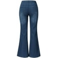 thumbnail image 4 of Pantalones vaqueros acampanados con bordado floral para mujer, talla grande, pierna ancha, tiro bajo, acampanados, 4 of 5
