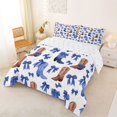 thumbnail image 3 of Manfei Cute Ribbon Bow Full Size Comforter Sets 3-Piece,Western Cowgirl Boots Bedding Comforter Set,White Blue,1 Comforter and 2 Pillowcases,Reversible, 3 of 6