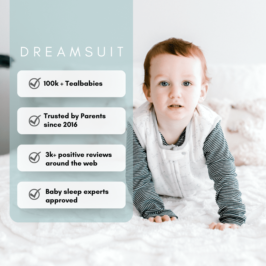Tealbee Dreamsuit - Bamboo Sleep Sack with Legs - (1.2 Tog) Love Milk 12m-2t