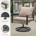 thumbnail image 5 of Ainfox Premium Patio Swivel Bistro Set,Wicker Rattan Rocking Chairs w/Glass Top Table & Cushions,Khaki, 5 of 10
