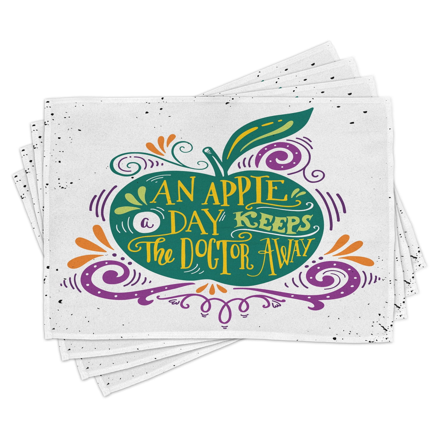 Quotes Placemats Set of 4 Inspirational Artsy Apple Print for