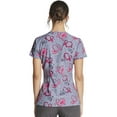 thumbnail image 3 of Dickies Prints Medical Scrubs Top for Women V-Neck DK852, L, Care Slow Much, 3 of 5