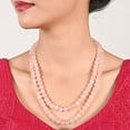 thumbnail image 2 of Ratnavali Jewels Light Pink Quarts Dual Strand Beads Necklace Women, 2 of 4