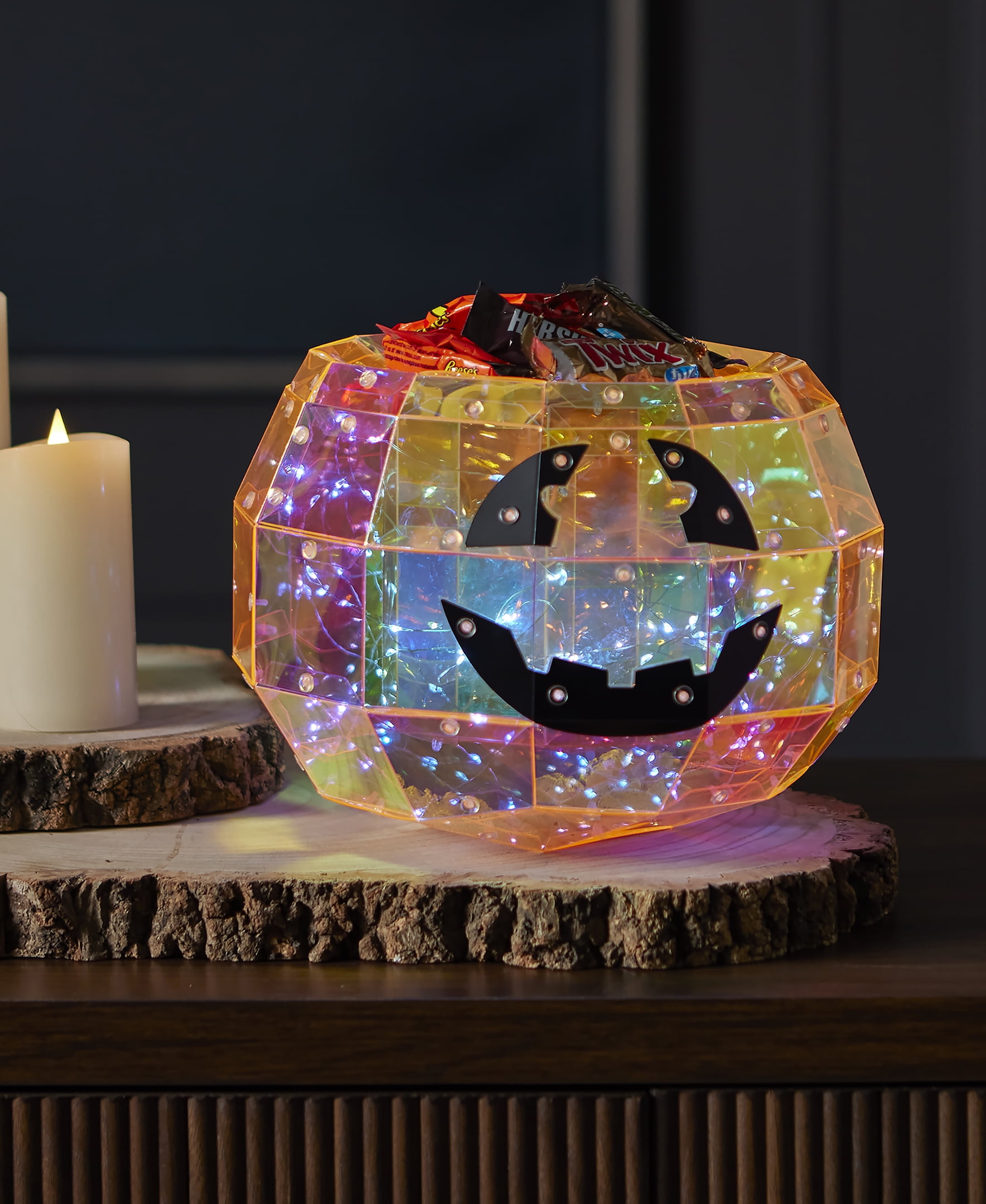 Seasonal LLC Halloween LED Lights - Prismatic Iridescent Pumpkin Candy Box 9"