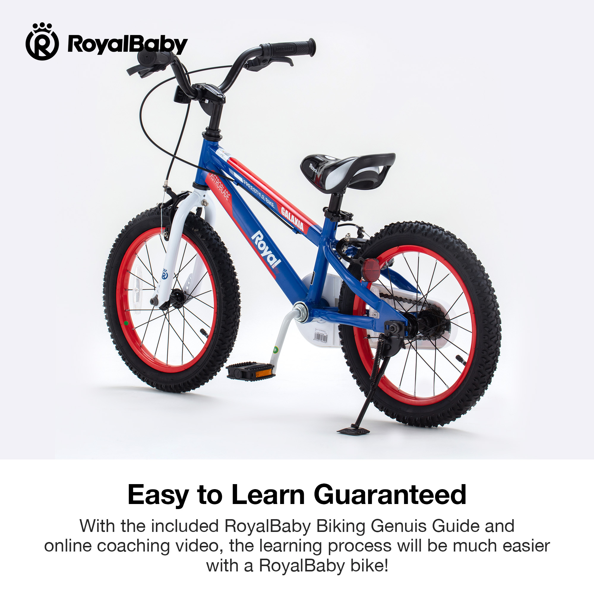 RoyalBaby Galaxia Kids Bike Toddlers 16 Inch Wheel Bicycle Beginners Boys Girls Ages 4-7 Years, Kickstand, Blue