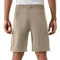 thumbnail image 5 of Havenre Long Cargo Shorts for Men with Multi-Pockets Relaxed Fit Casual Knee Length Button Elastic Waist Work Short Pants Loose Straight Leg Athletic Shorts Beige S, 5 of 6
