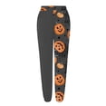 thumbnail image 5 of Gray Fall, Autumn, & Halloween Themed Pajama Pants Stretch Drawstring Lounge Pants, Soft Casual Wide Leg Pjs Sleep Bottoms S, 5 of 6