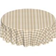 thumbnail image 1 of Round Tablecloth with Wave Lace 60 Inch, Beige Gingham Round Tablecloths Durable Table Top Cover Outdoor Tablecloth for Restaurant, Picnic, Indoor and Outdoor Dining, 1 of 1