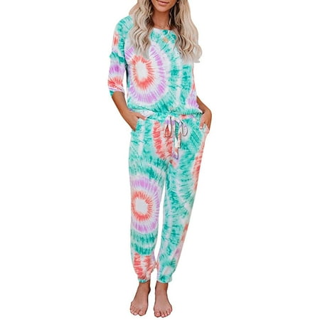 

luvamia Womens Pajamas Set 2 Piece Long Sleeve Top & Pants Joggers PJs Loungewear Size S-2XL