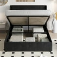 thumbnail image 3 of Einfach Queen Size Lift up Platform Storage Bed Frame with Velvet Upholstered Wingback Panel Headboard, Black, 3 of 11
