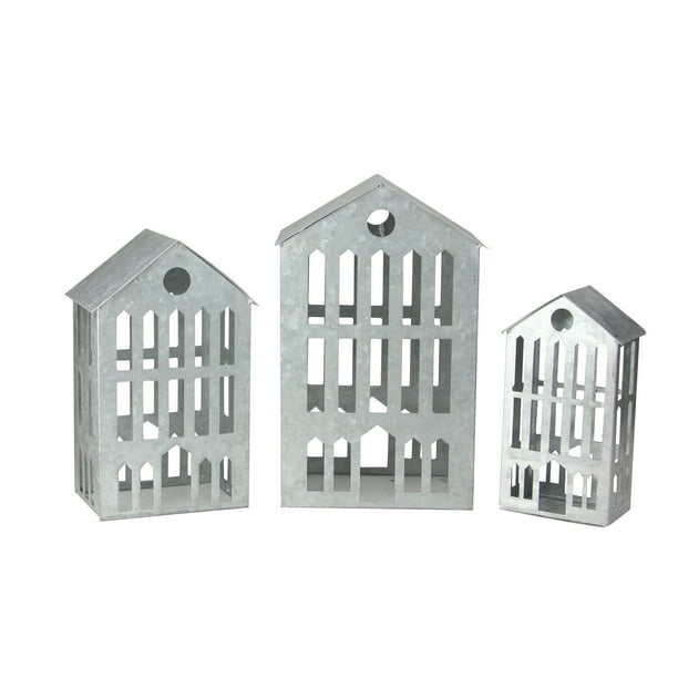 Set Of 3 Silver Galvanized Nesting Christmas Houses Tabletop Decor 12 Com - Galvanized Metal Houses Decor Set Of 3 Silver Galvanized Nesting Christmas Houses Tabletop Decor 12 Com - Galvanized Metal Houses Decor