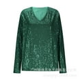 thumbnail image 5 of Womens Shirts Sequin Tops for Women Green Long Sleeve Sparkly Outfits for Women Glitter Tops Dressy Tops for Women Night Out Womens Holiday Tops, 5 of 6