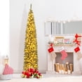 thumbnail image 2 of Patiojoy 9FT Artificial Christmas Tree Pre-lit Pencil Xmas Tree with 699 Branch Tips 400 Warm White LED Lights, 2 of 10