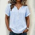 thumbnail image 5 of Kezqiaxn Womens Plus Size Tops Striped Short Sleeved V-Neck Button Down Shirts Business Work Blouse Summer Clothes, 5 of 9