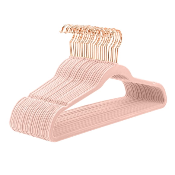 Perchas de terciopelo MIZGI, resistentes, antideslizantes, 50 unidades, color rosa rubor