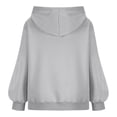 thumbnail image 5 of Womens Hoodies Winter Fall Oversized Hooded Puff Sleeves Bell One Shoulder Drawstring Plain Leisure Cotton Pullover Top(Grey,L), 5 of 6