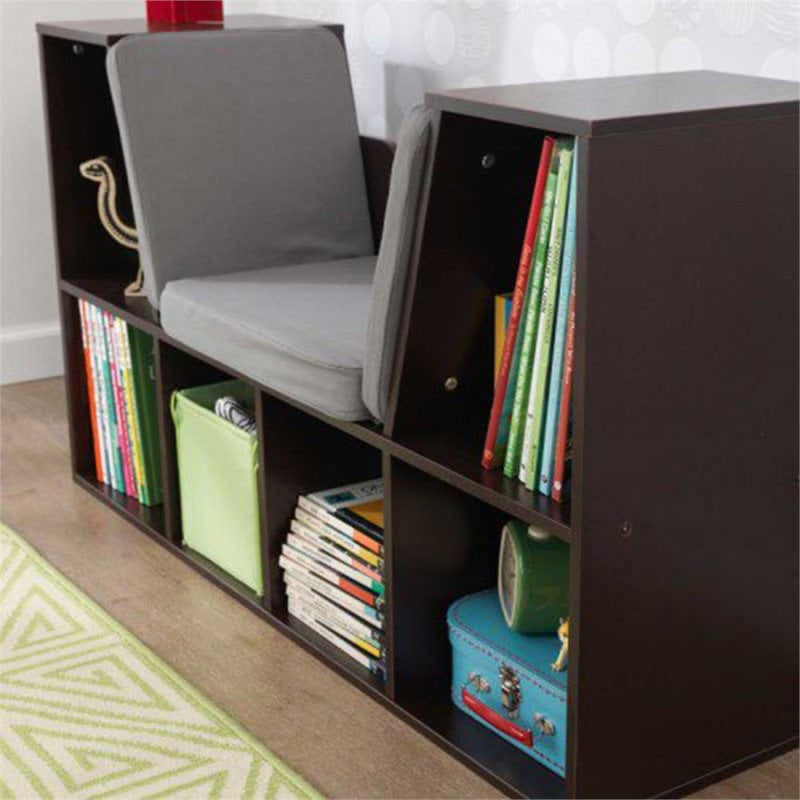 Kidkraft 6 Cubby Bookcase With Reading Nook In Espresso