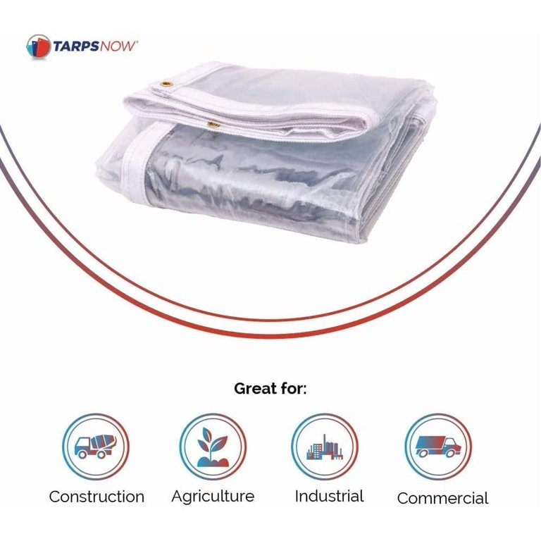Tarps Now Clear Vinyl Marine Tarp - 8' X 25', 20 Mil Thick, Waterproof With Brass Grommets, Heavy Duty For Indoor/Outdoor Use