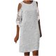 thumbnail image 1 of Vestido de tres cuartos de encaje con cuello redondo y estampado informal a la moda para mujer Pompotops  ghjkhdj11305, 1 of 1