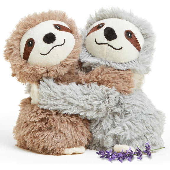 Warmies Hugs Duo 9" Sloth Stuffed Animal, Microwavable Heated Plushies and Weighted Soft Plush Toys