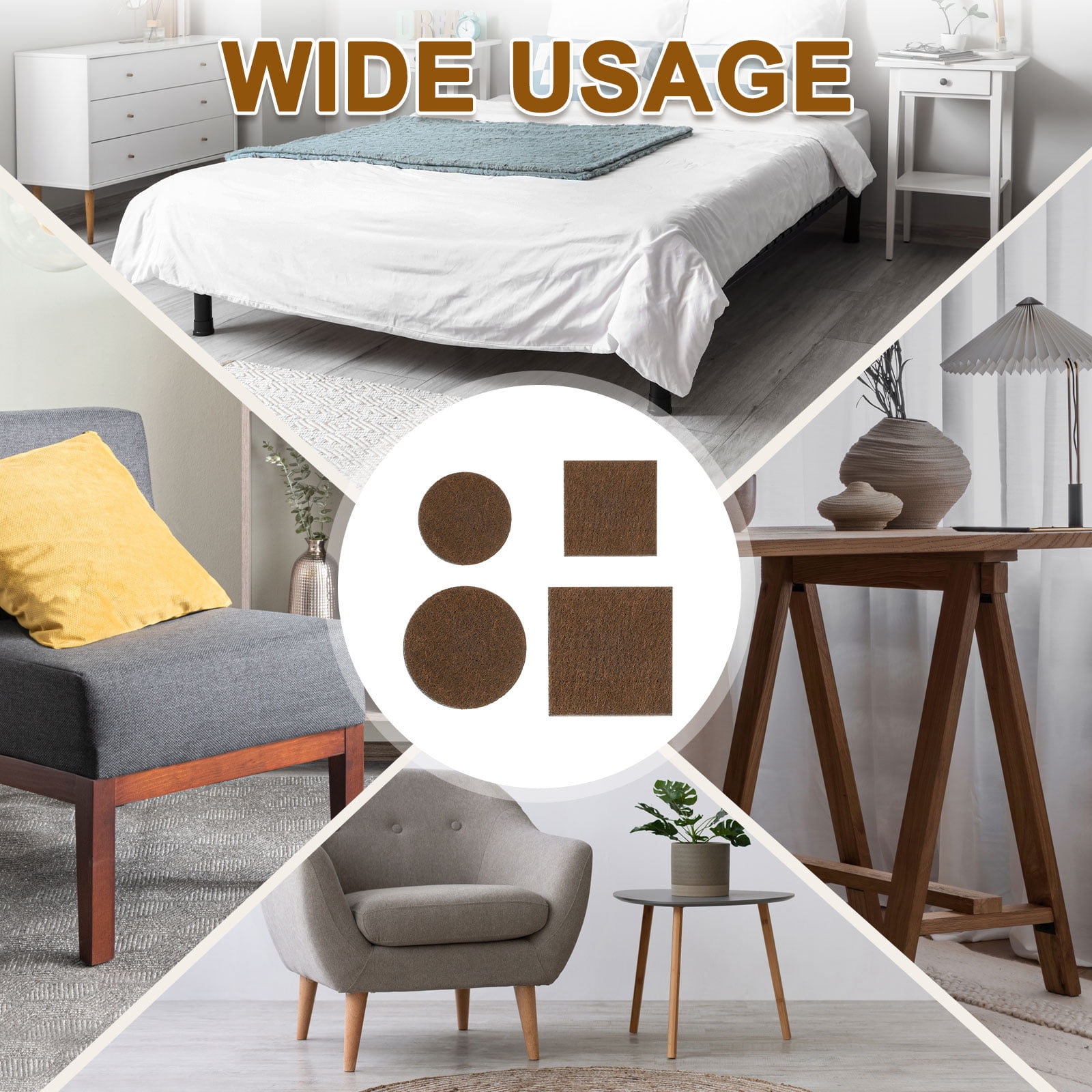 98Pcs Felt Furniture Pads, Pure Wool Felt Furniture Feet Wood Floor Protectors Self Adhesive for Protecting Hardwood Floors, Table Legs and Chair Legs, Brown