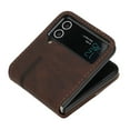 thumbnail image 3 of SaniMore for Samsung Galaxy Z Flip 4 6.7-inch Case, Premium PU Leather Folding Slim TPU Shockproof Interior Anti-Scratch Full Body Protection Cover for Samsung Galaxy Z Flip 4, Brown, 3 of 5