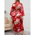 thumbnail image 5 of BeautyIn Women Floral Robe Long Sleeve Nightgown Plus Size with Belt Loungewear, 5 of 5